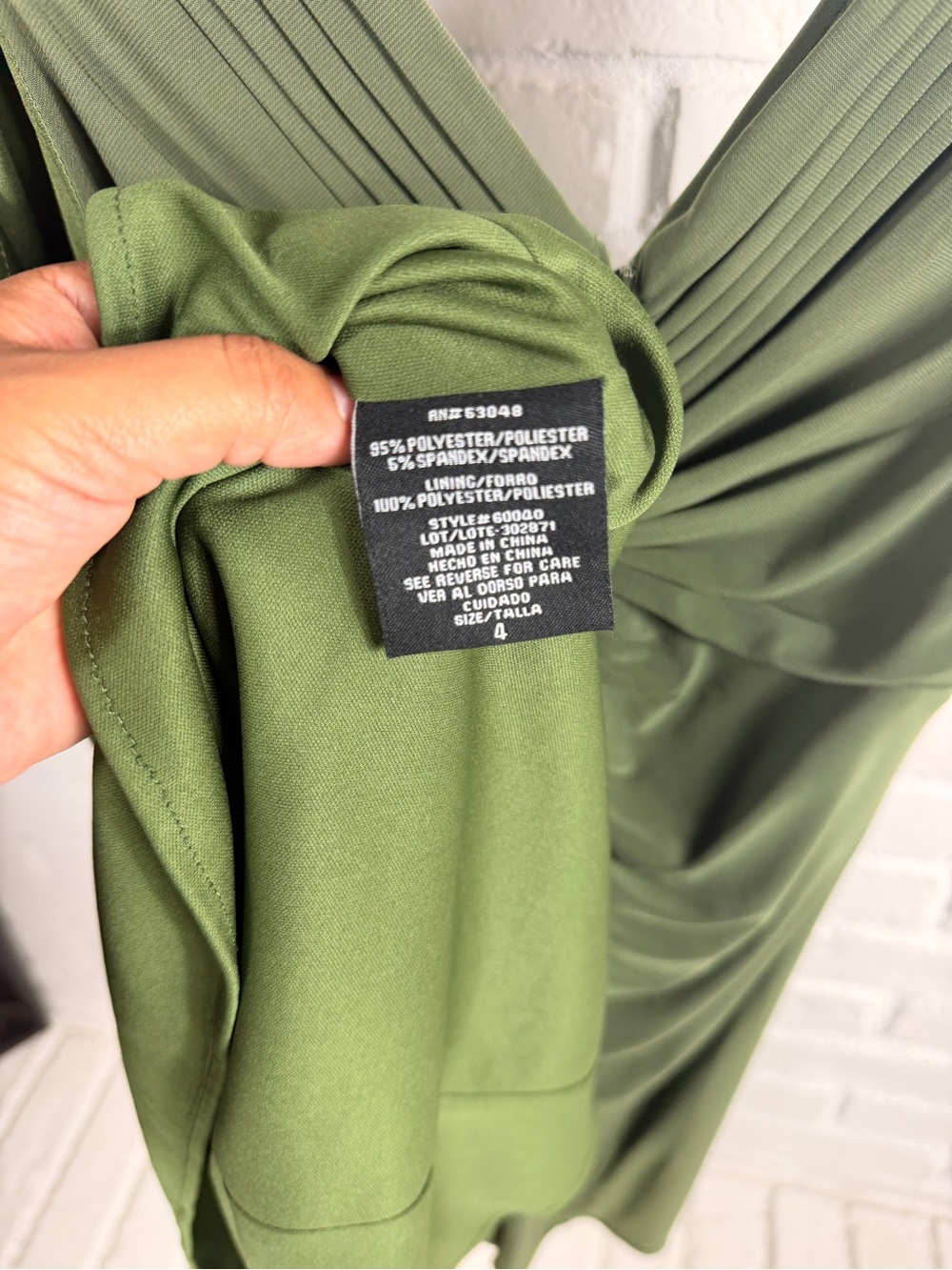 NW Collections Y2K Olive Green Cocktail Dress Size 4 Embellished Ruched - Picture 5 of 7